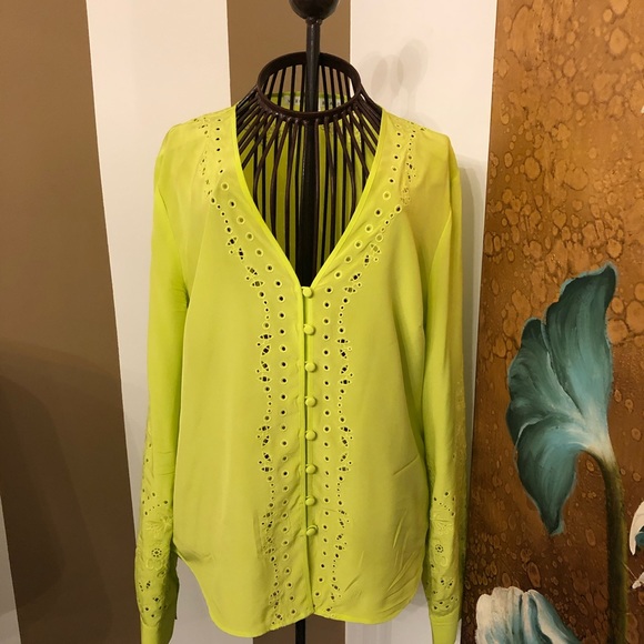 Veronica Beard Barth Chartreuse Blouse- Sz 6- NWOT - Picture 1 of 3